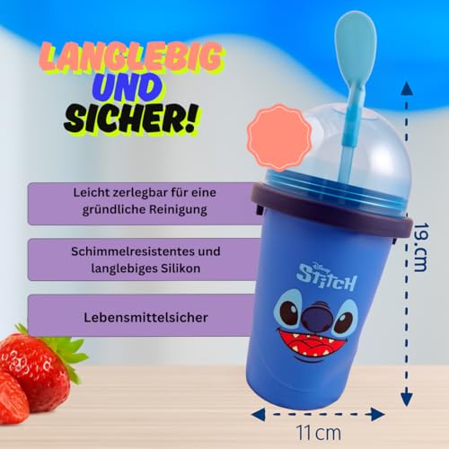 Magic Freez Slushy Maker Becher 370ml – Tragbarer Slush Eisbereiter mit 2-in-1 Strohhalm & Löffel
