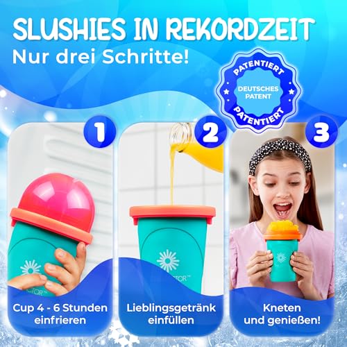 Chillfactor Slushy Maker – Blauer Slush-Eis Becher mit Strohhalmlöffel – 370ml